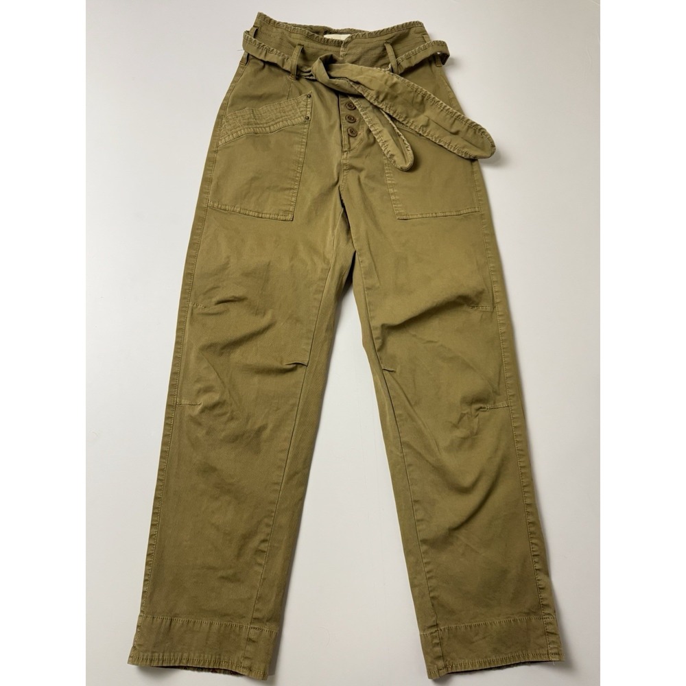 Anthropologie Rowan Aviator Pants High Rise Pockets Khaki Women Size 0